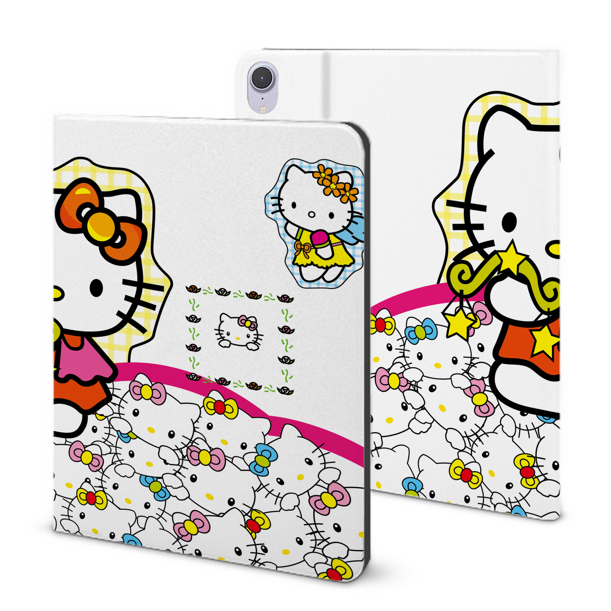 （画像用） Hello Kitty ハローキティ IPad ケース ブック型 PUレザー TPU 耐衝撃 軽量 薄型 ペン収納なし 全面保護 IPad 各モデル対応